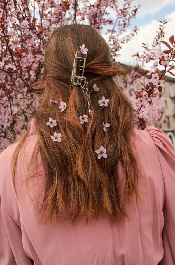 The Blossom Chain Claw Silver & Pink Cherry Blooms