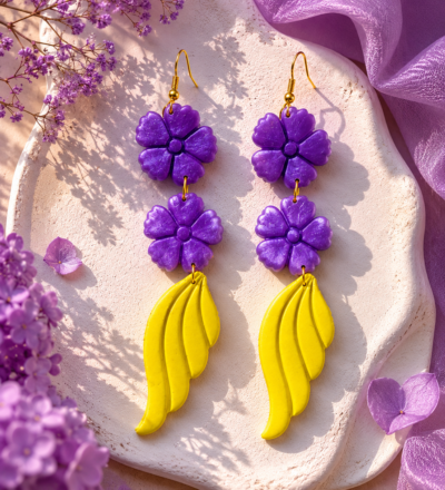 Citrus Lilac Dream Purple Flower Earrings