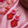 Pink and red heart earrings