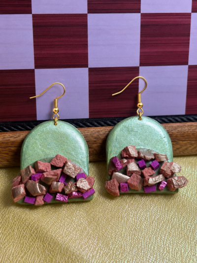 Green Earthy Dome Earrings
