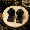 Noir Rose Drops Black Rose Earrings
