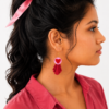 Pink Red Bow Earrings
