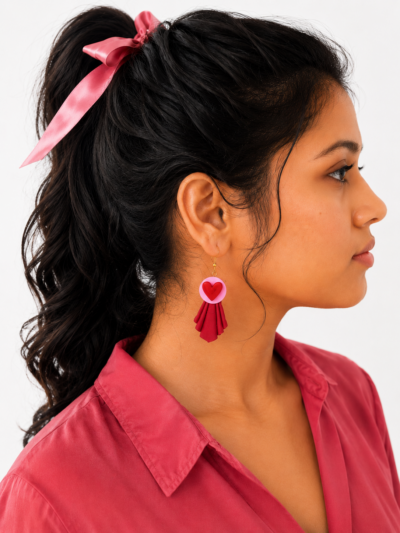 Pink Red Bow Earrings