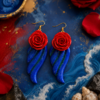 Red Blue Rose Earrings