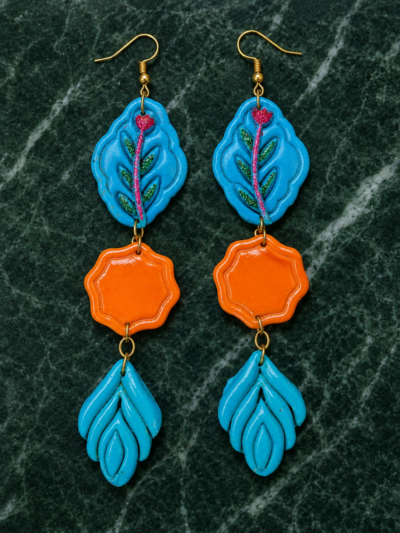 Blue & Orange Danglers
