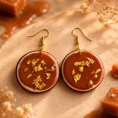 Caramel Moon Toffee Circular earrings